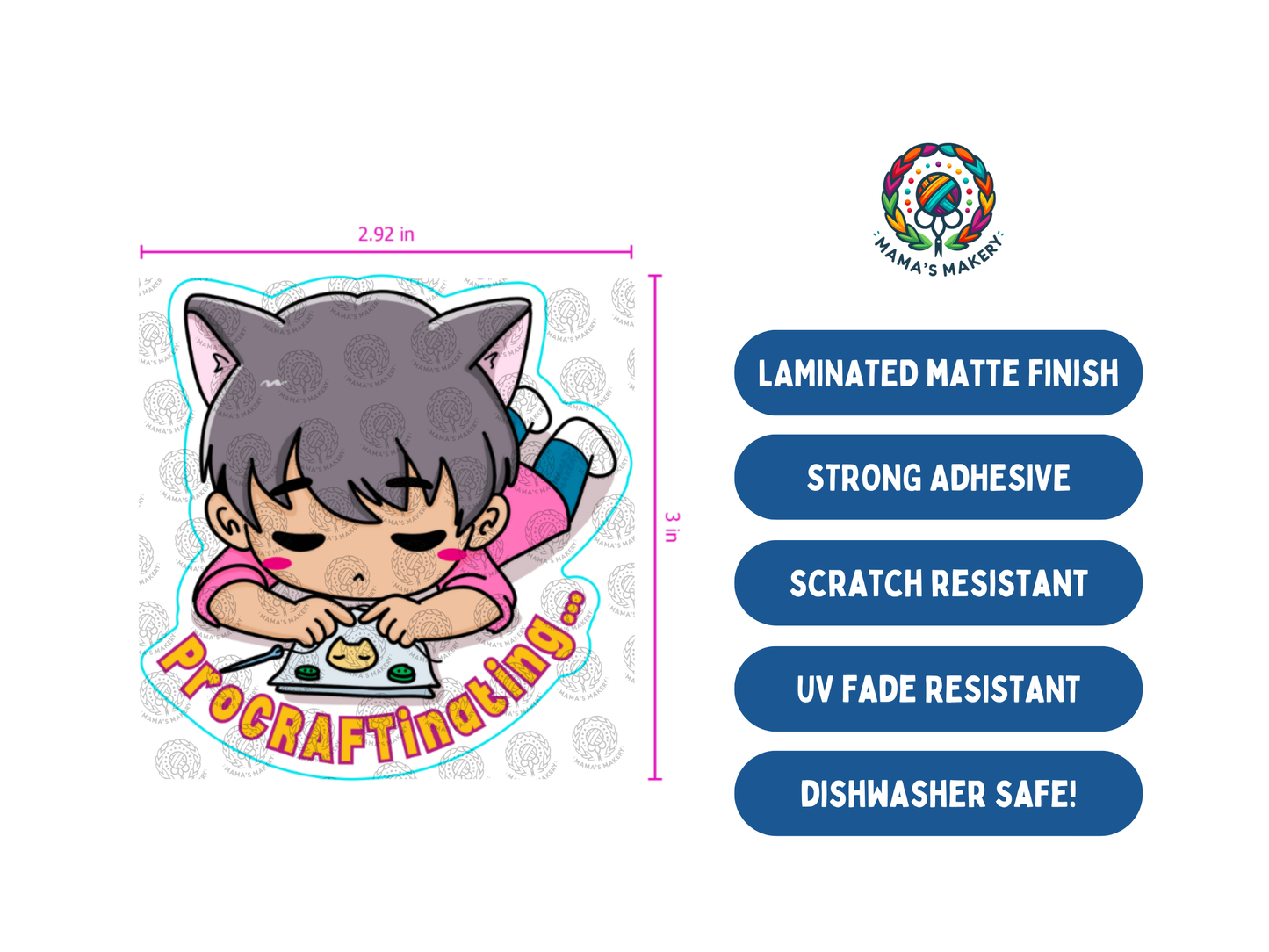 Procraftinating - Vinyl Sticker