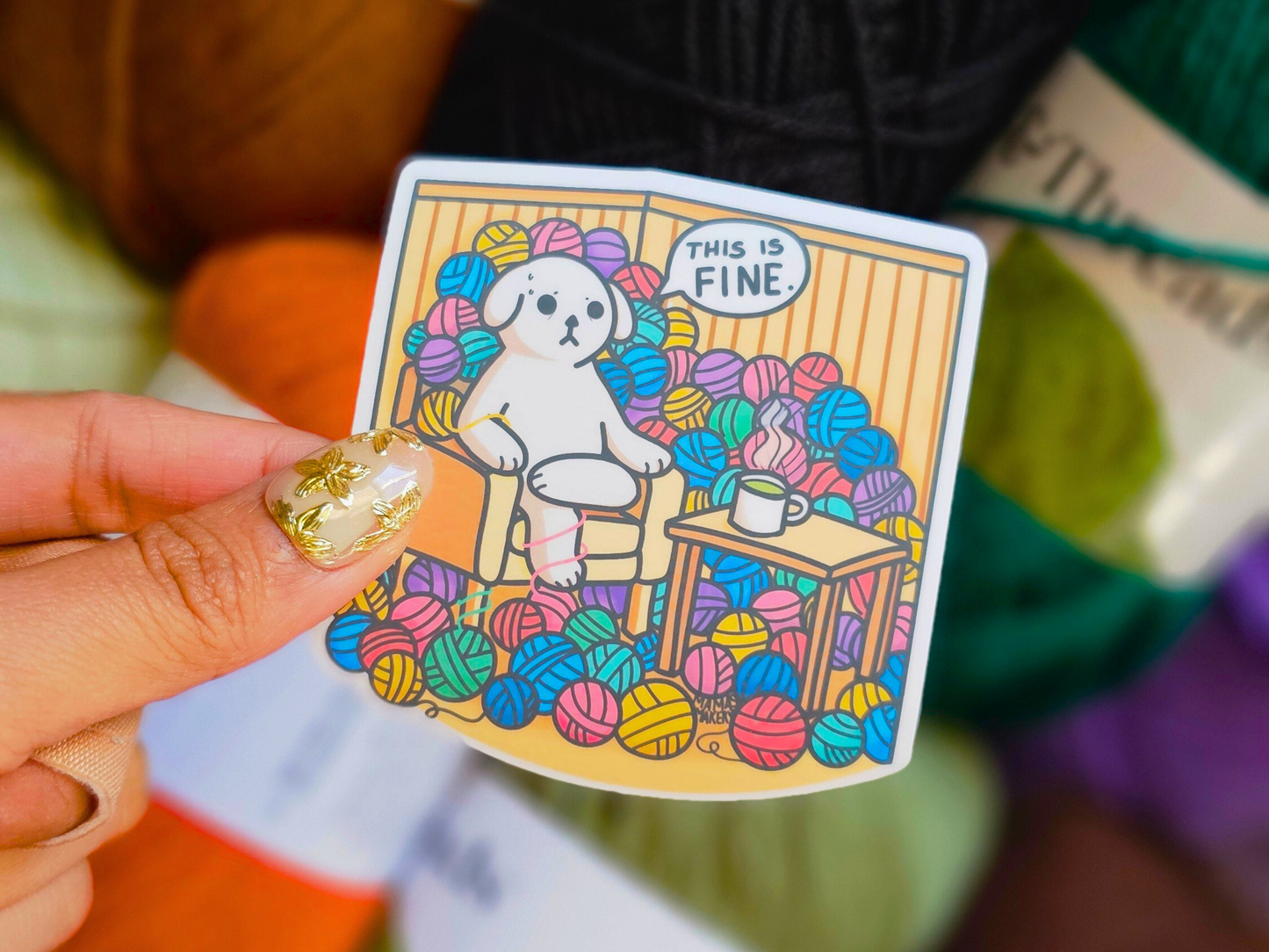 This is Fine (Drowning in Yarn) - Vinyl Sticker